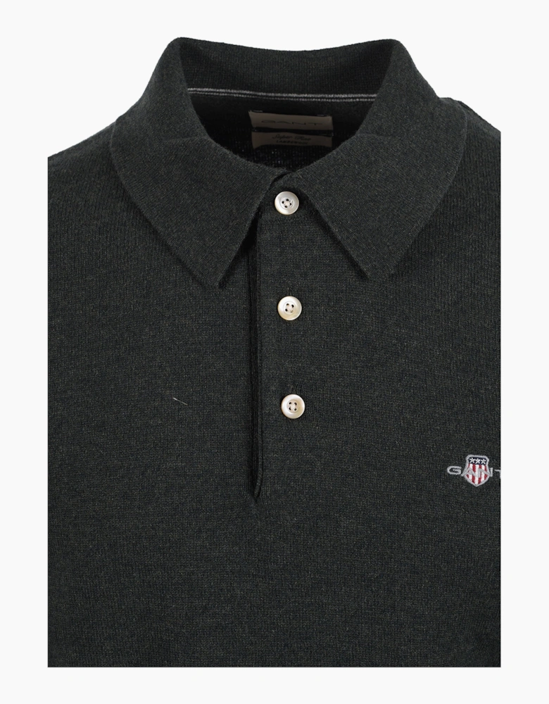 GANT SUPERFINE LAMBSWOOL POLO DARK MOSS GREEN