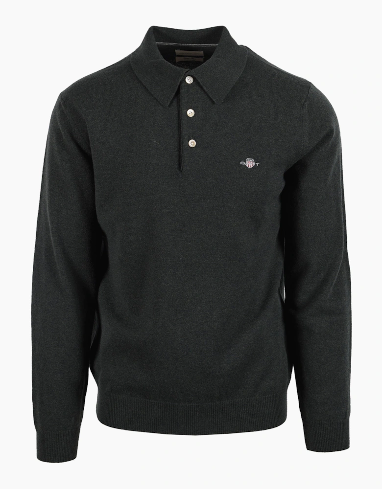 GANT SUPERFINE LAMBSWOOL POLO DARK MOSS GREEN