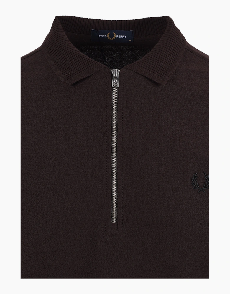 FRED PERRY CREPE PIQUE POLO SHIRT RICH BROWN
