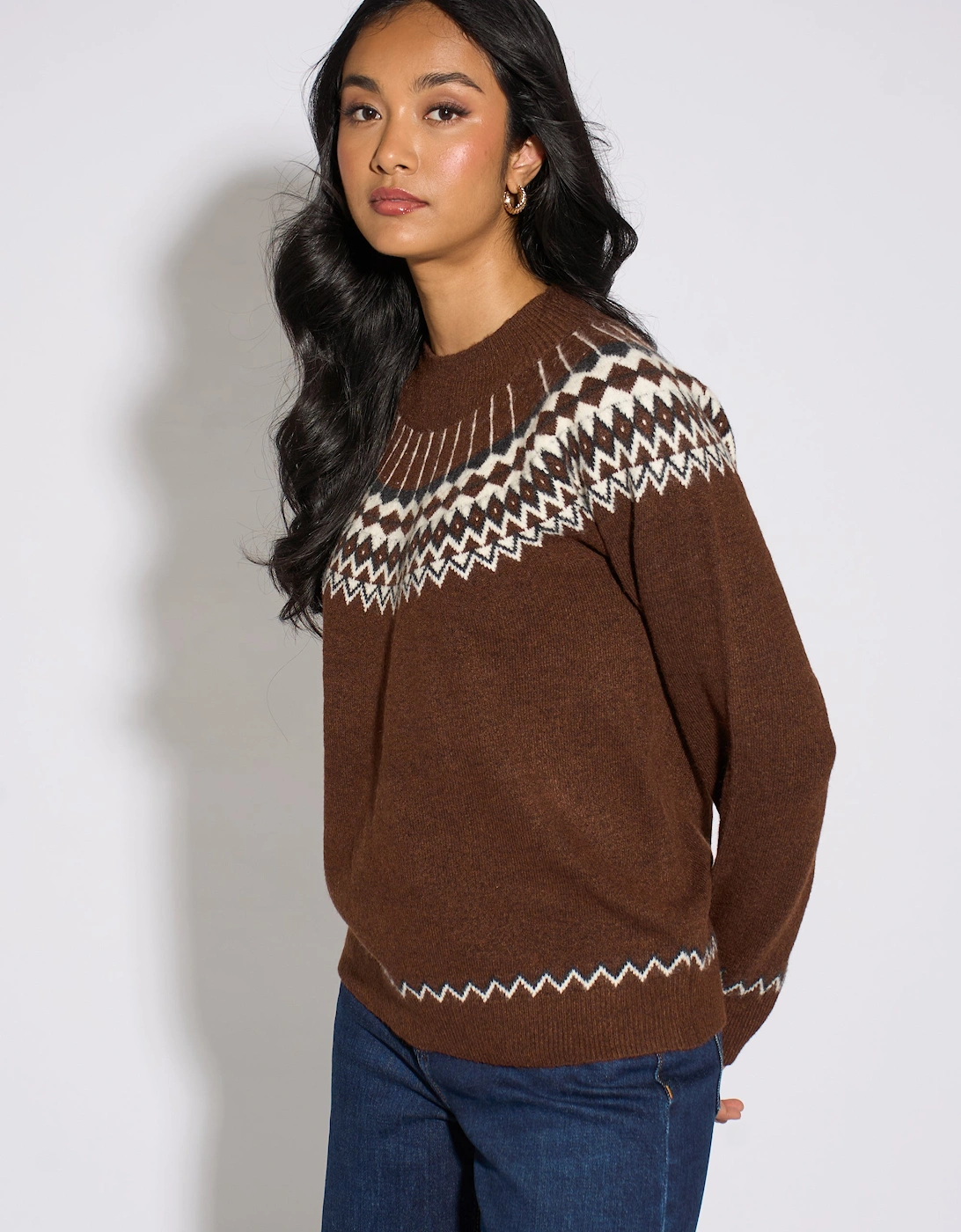 Brown Fair Isle Knit Jumper