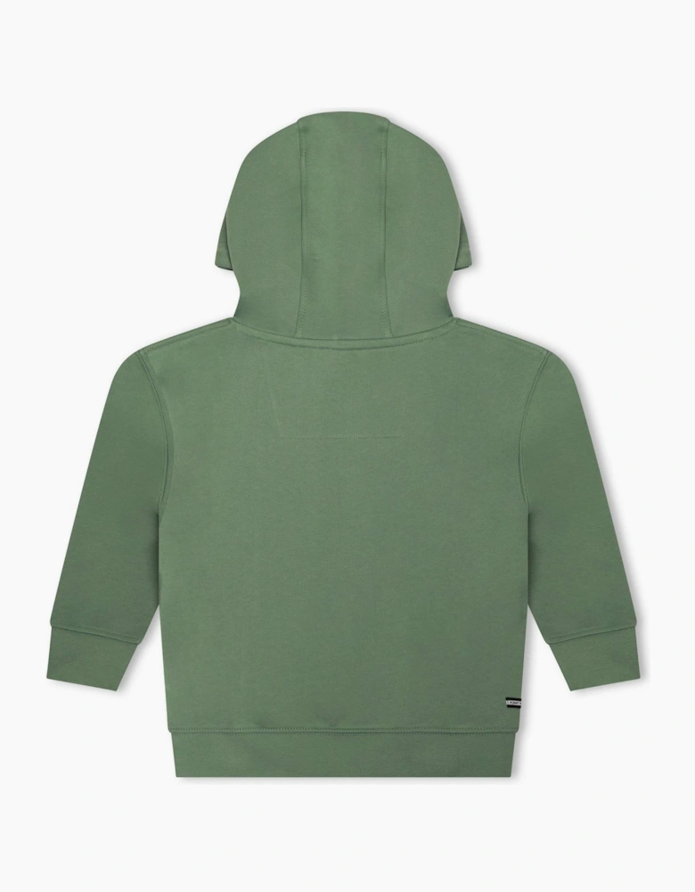 Yensei Badge Hooded Neck Three-Quarter Sleeve Sweatshirt