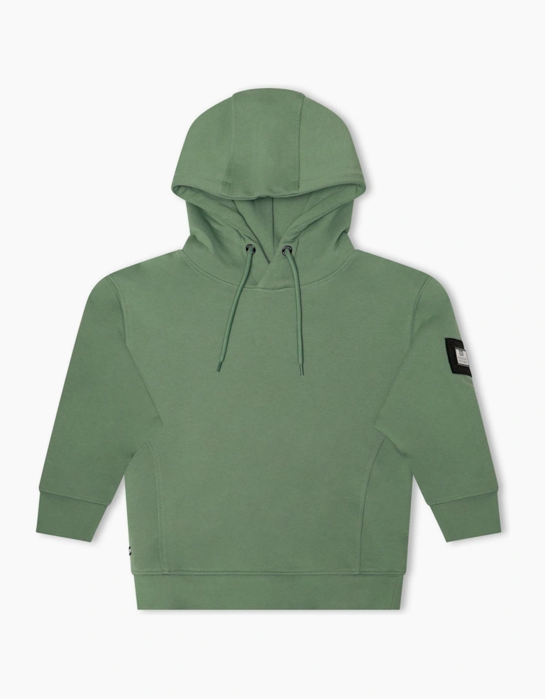 Yensei Badge Hooded Neck Three-Quarter Sleeve Sweatshirt