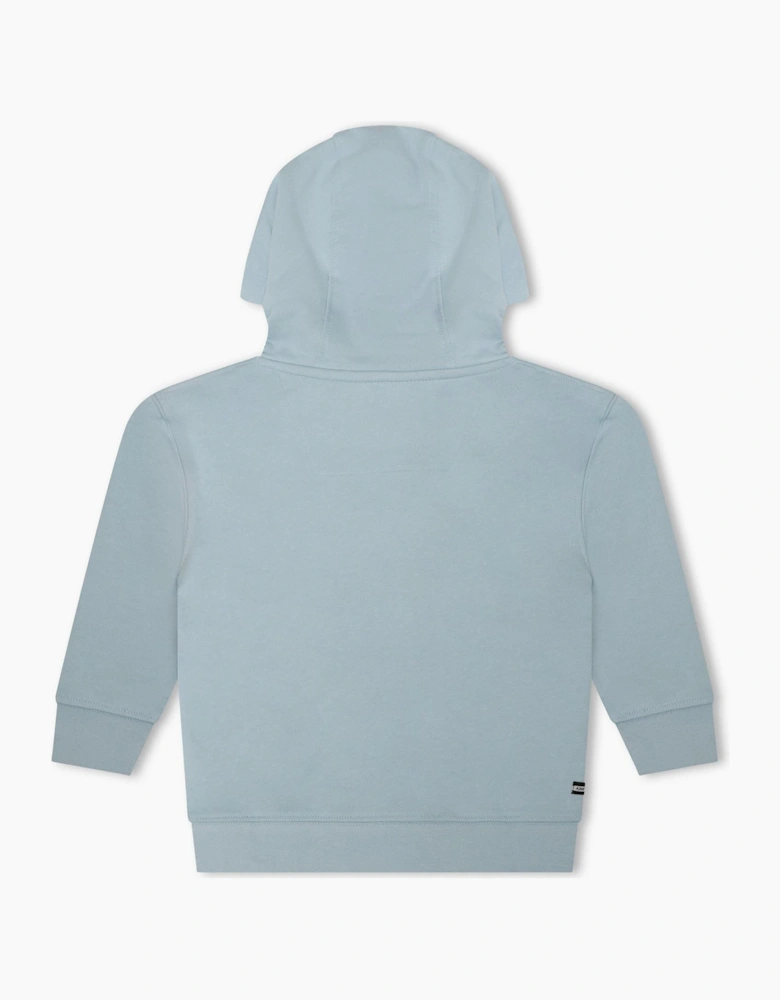Yensei Badge Hooded Neck Three-Quarter Sleeve Sweatshirt