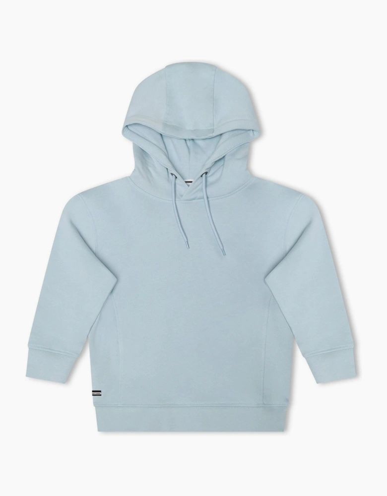 Yensei Badge Hooded Neck Three-Quarter Sleeve Sweatshirt