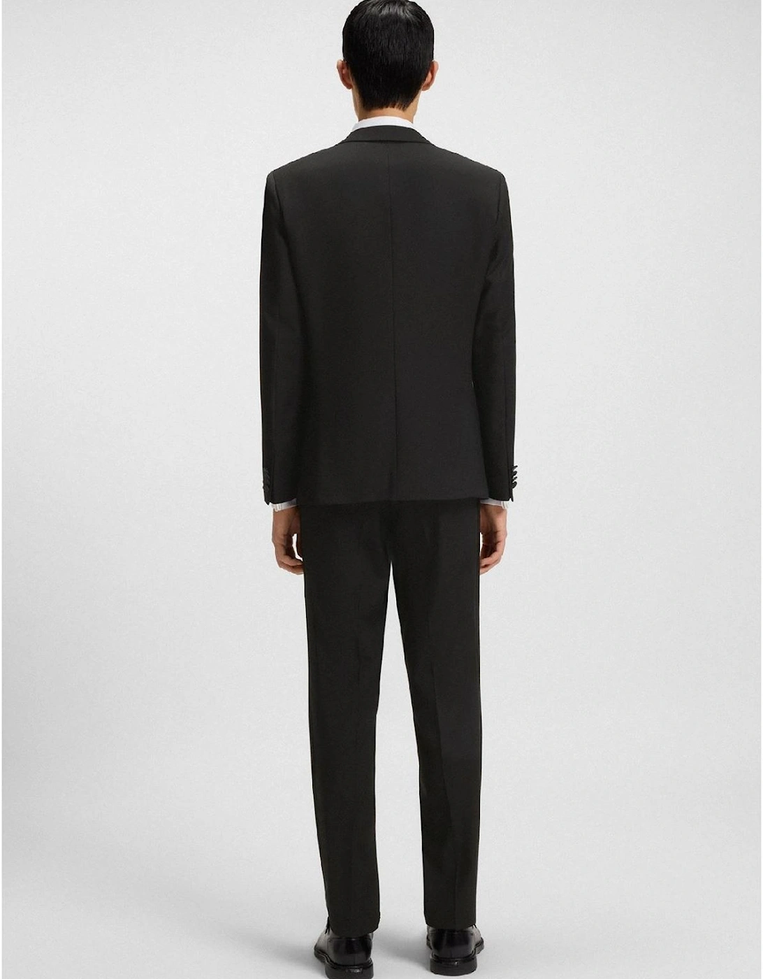 Solid Patterned Lapel Collared Suit Jacket with Chest Pocket