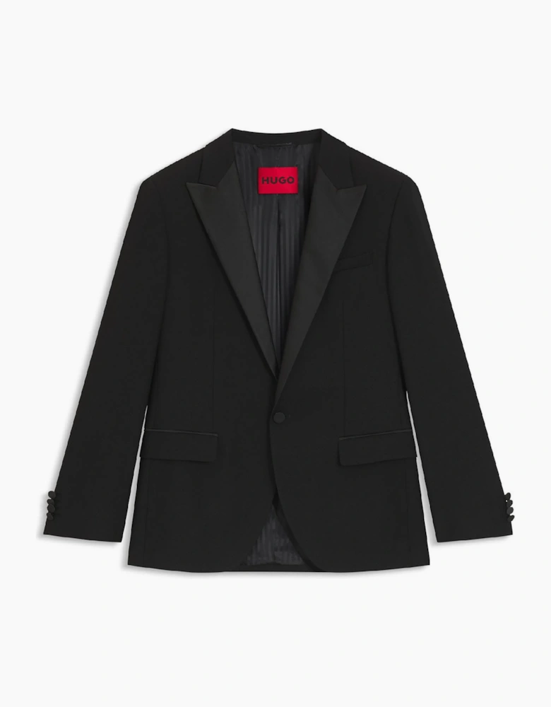 Solid Patterned Lapel Collared Suit Jacket with Chest Pocket