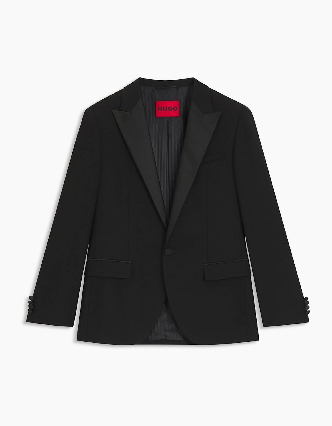Solid Patterned Lapel Collared Suit Jacket with Chest Pocket