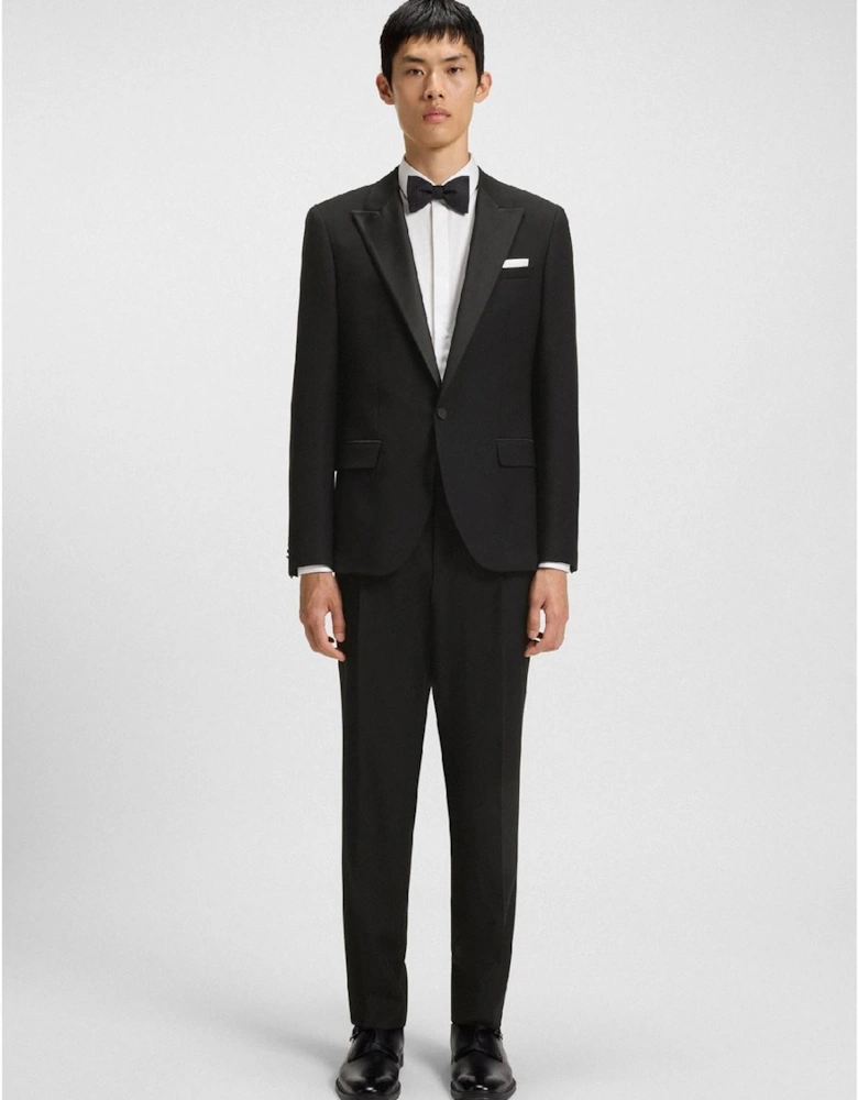 Solid Patterned Lapel Collared Suit Jacket with Chest Pocket