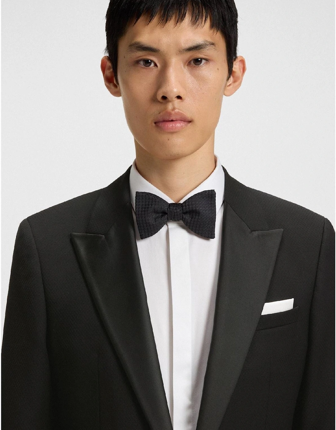 Solid Patterned Lapel Collared Suit Jacket with Chest Pocket