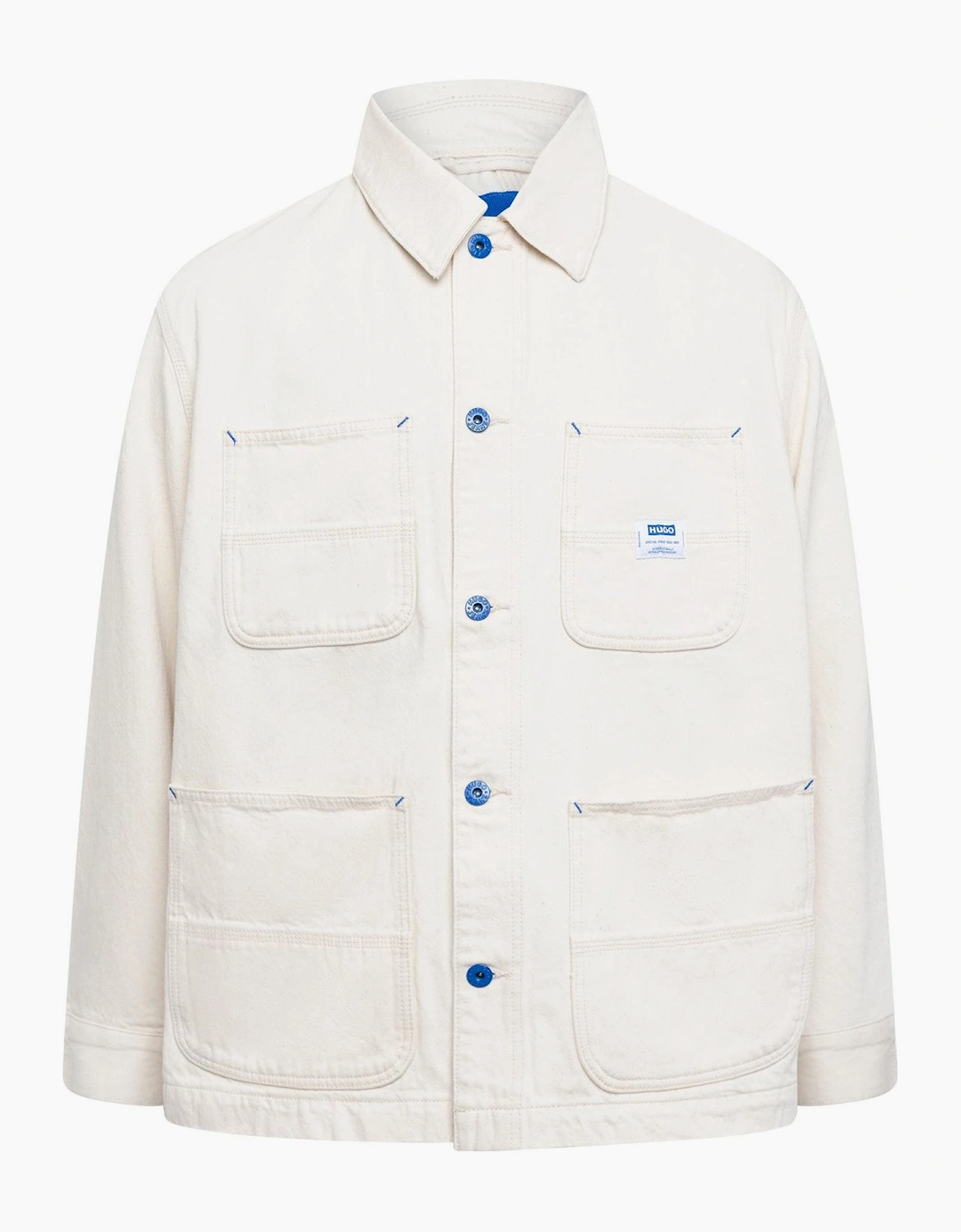 Hugo Boss Men's Lisimba Solid Patterned Workwear Jacket With Front Pocket - Cream - Size, 44/Regular