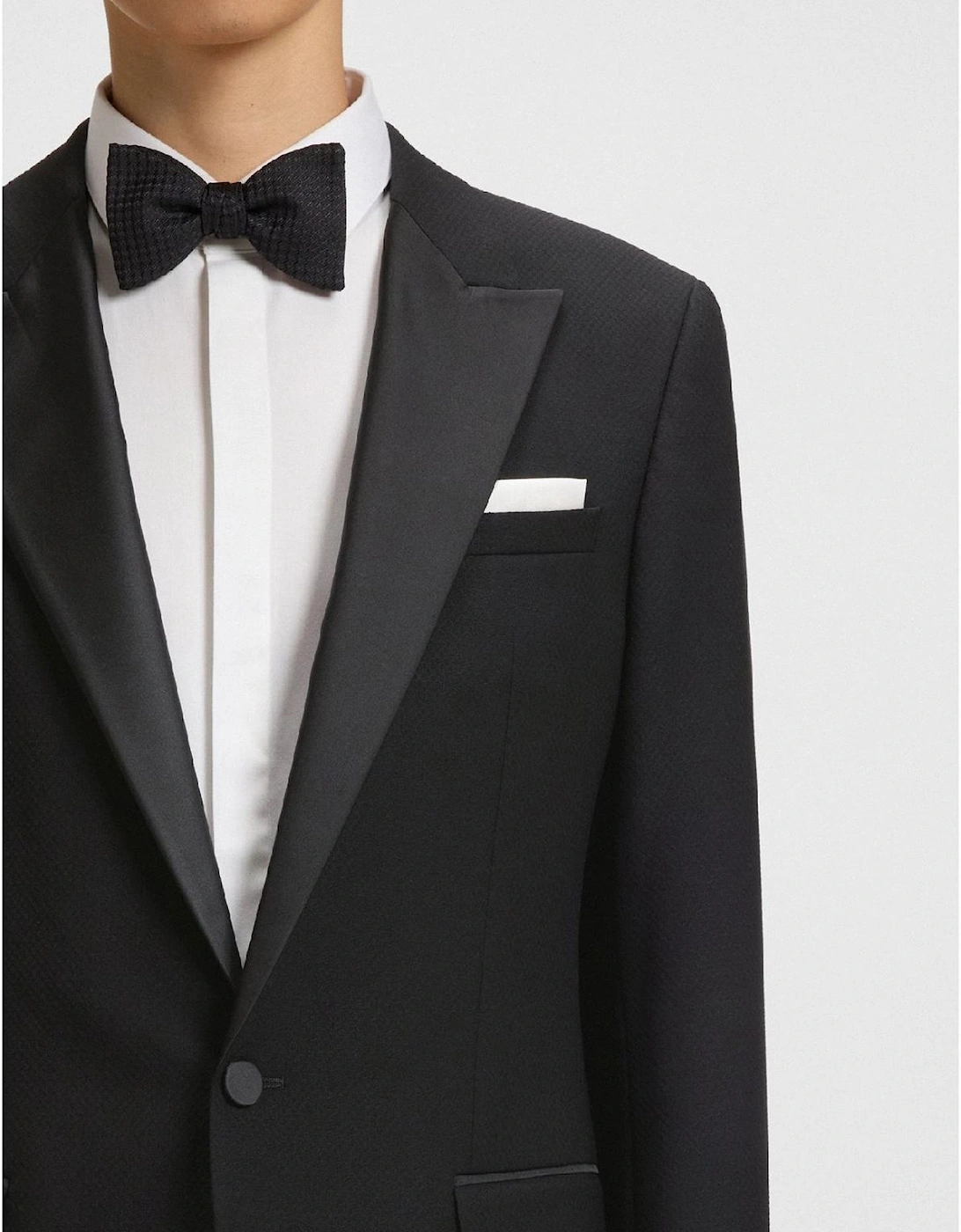 Solid Patterned Lapel Collared Suit Jacket with Chest Pocket