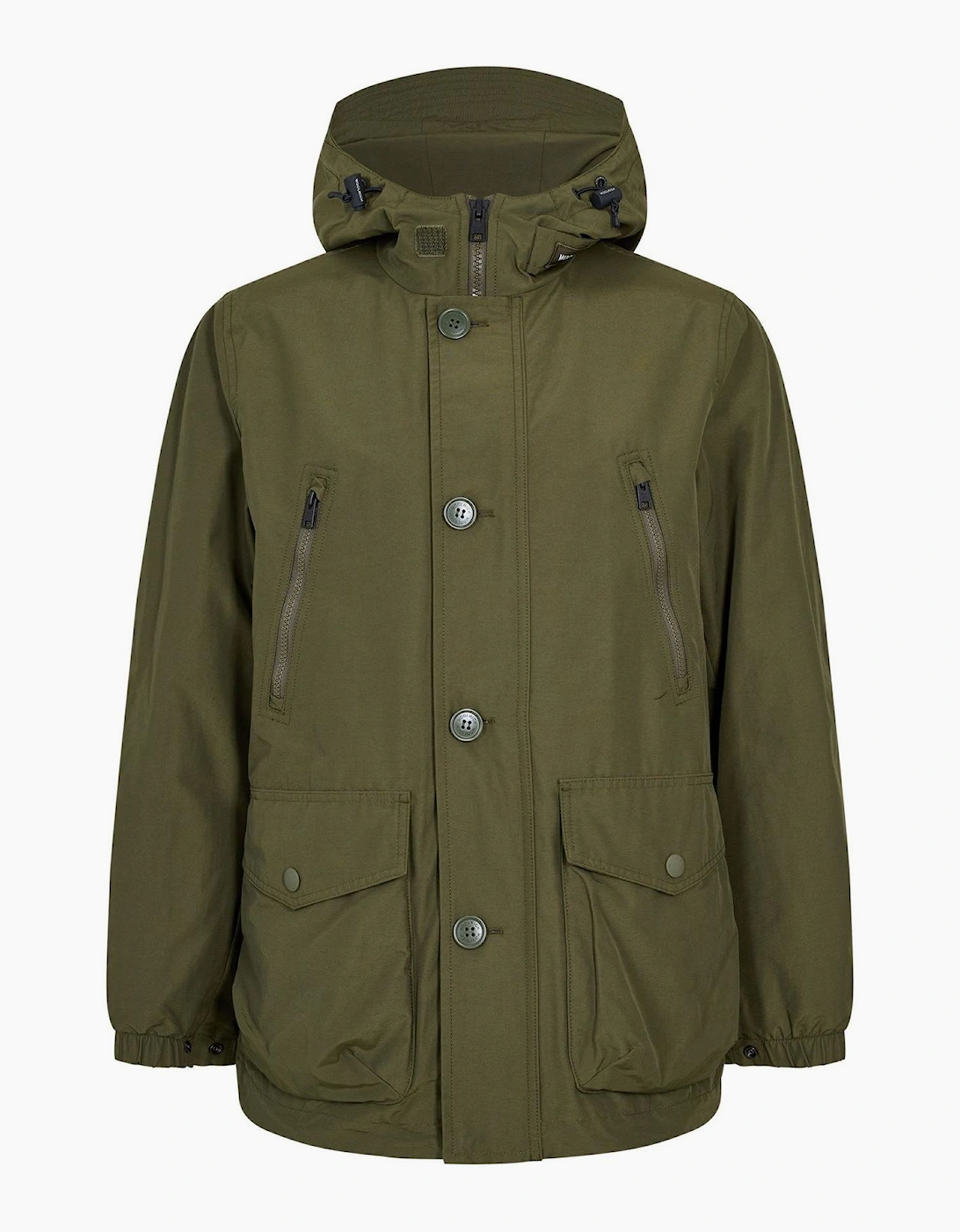 Solid Patterned Hooded Parka Coat with Front Pockets