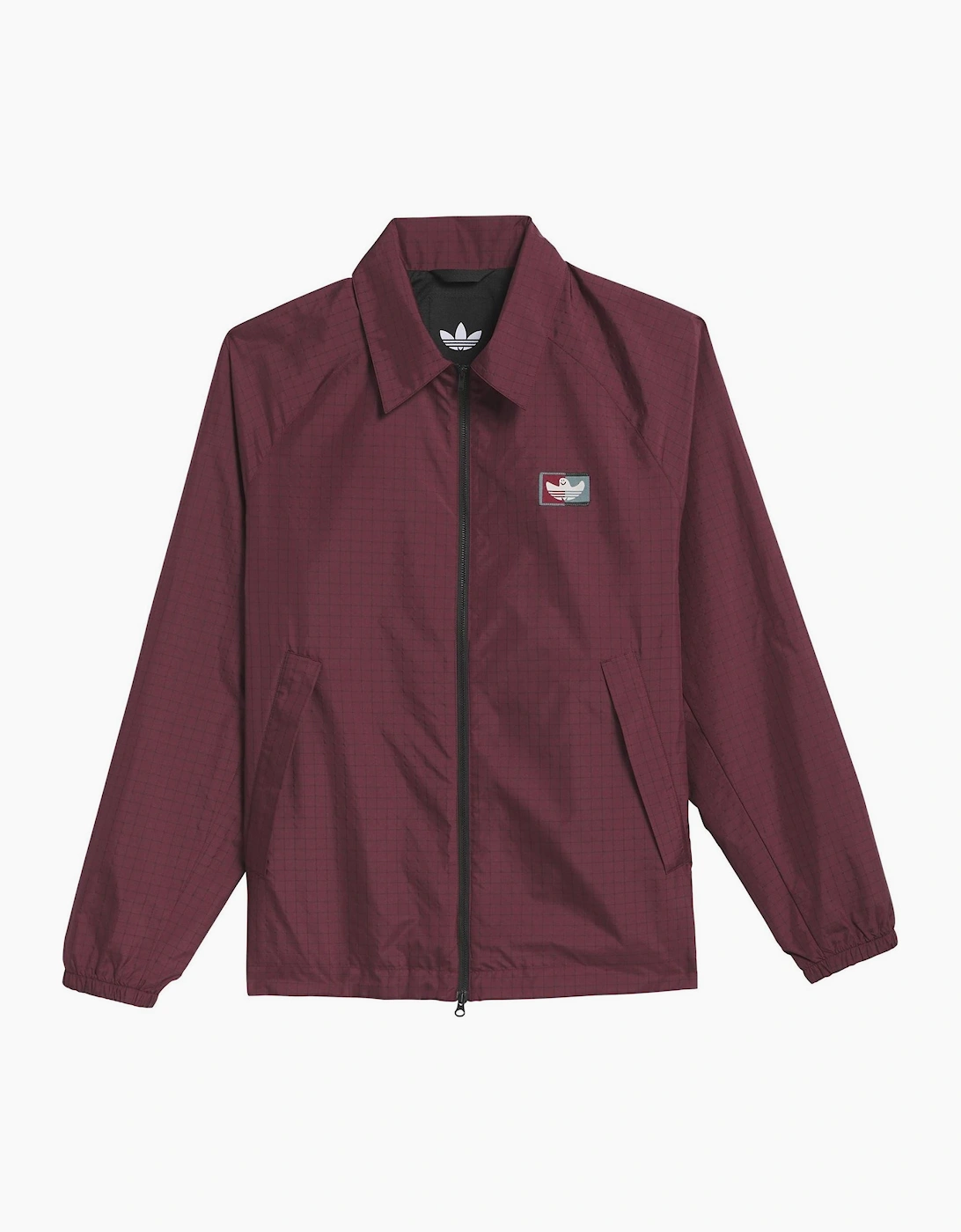 Adidas Adidas Originals Men's Shmoofoil Solid Patterned Coach Jacket with Shirt Collar - Red