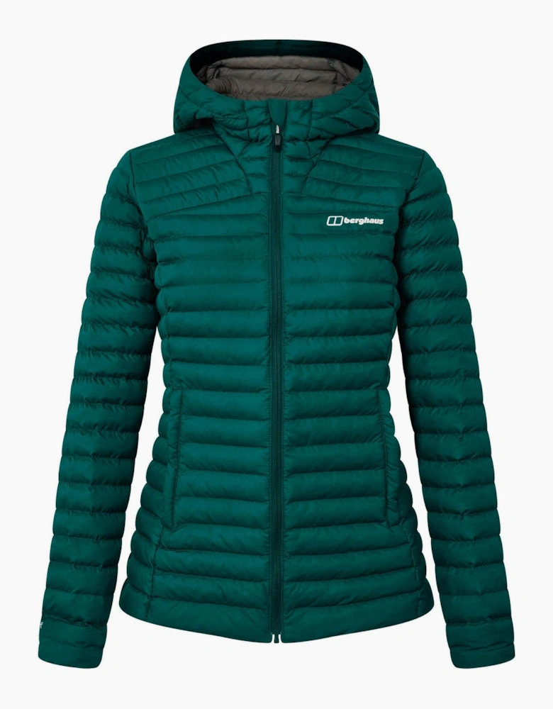 Nula Solid Patterned Hooded Puffer Jacket with Woven Cuff