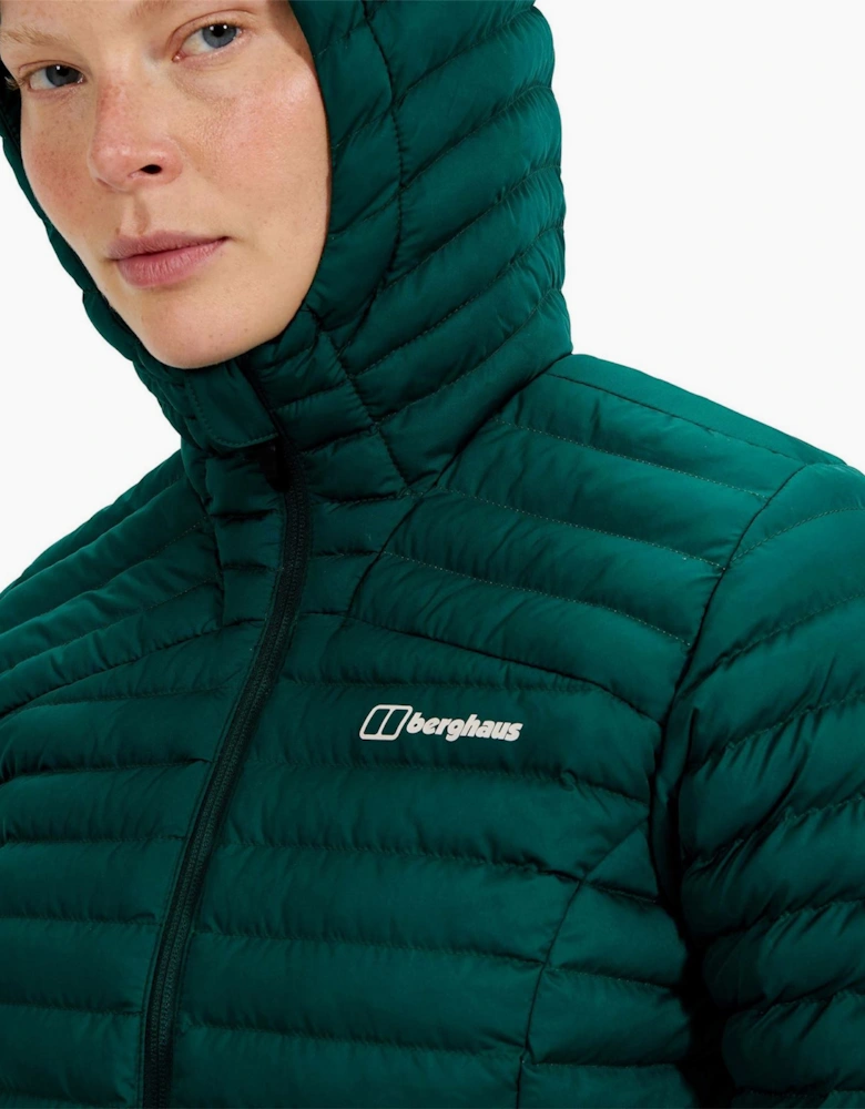 Nula Solid Patterned Hooded Puffer Jacket with Woven Cuff