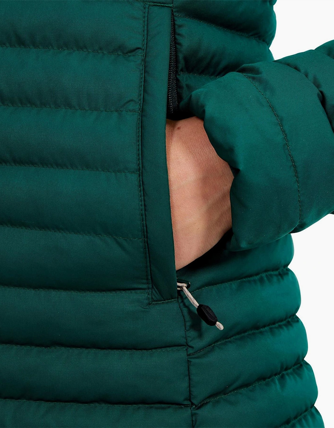 Nula Solid Patterned Hooded Puffer Jacket with Woven Cuff