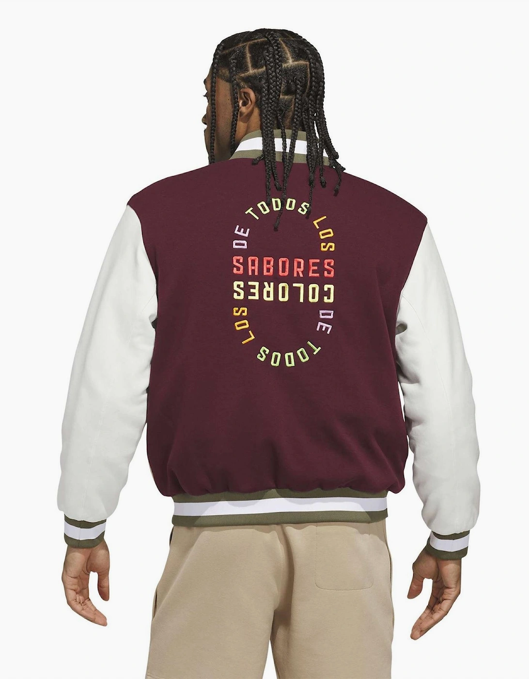 Color Block Patterned Full Zipper Lettering Graphic Ribbed Cuff Bomber Collar Windbreaker