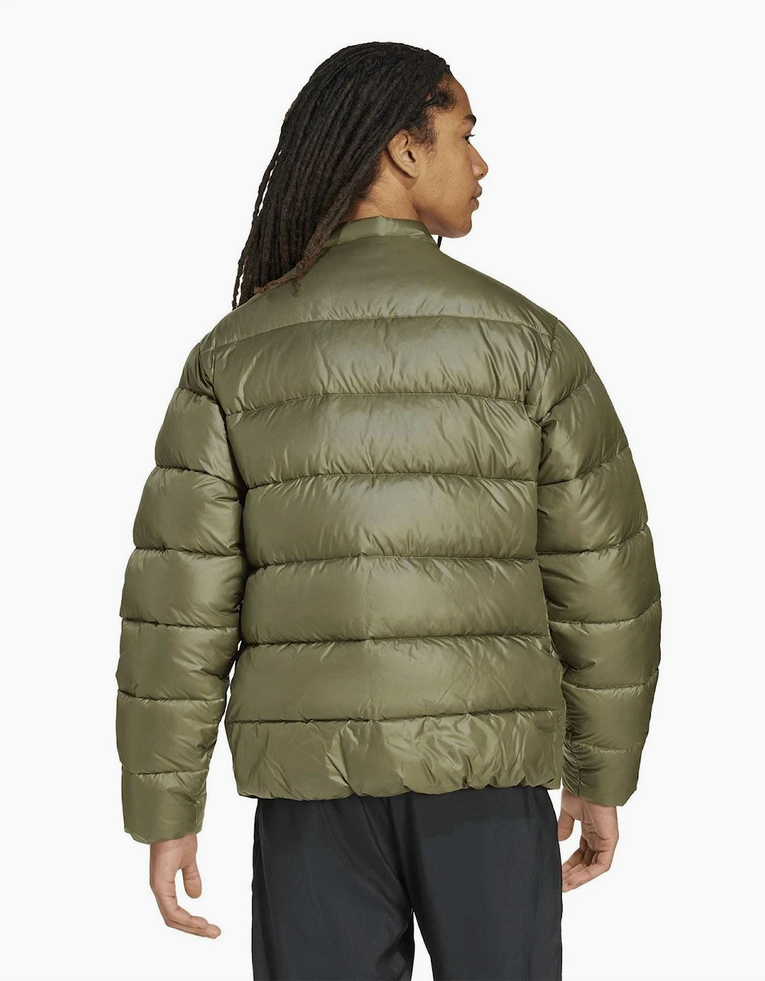 Solid Patterned Puffer Jacket with Woven Cuff
