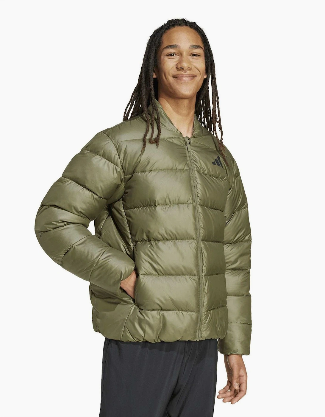 Solid Patterned Puffer Jacket with Woven Cuff