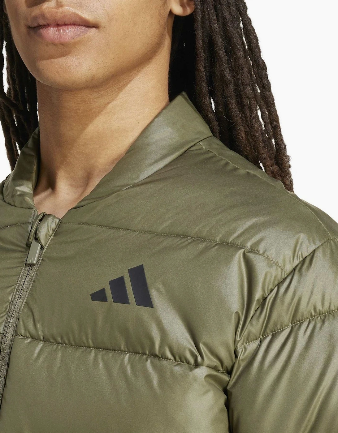 Solid Patterned Puffer Jacket with Woven Cuff