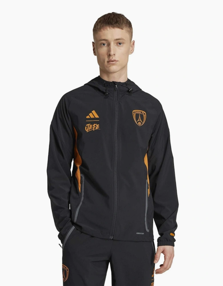 Tiro Solid Patterned Hooded Drawstring Windbreaker Jacket