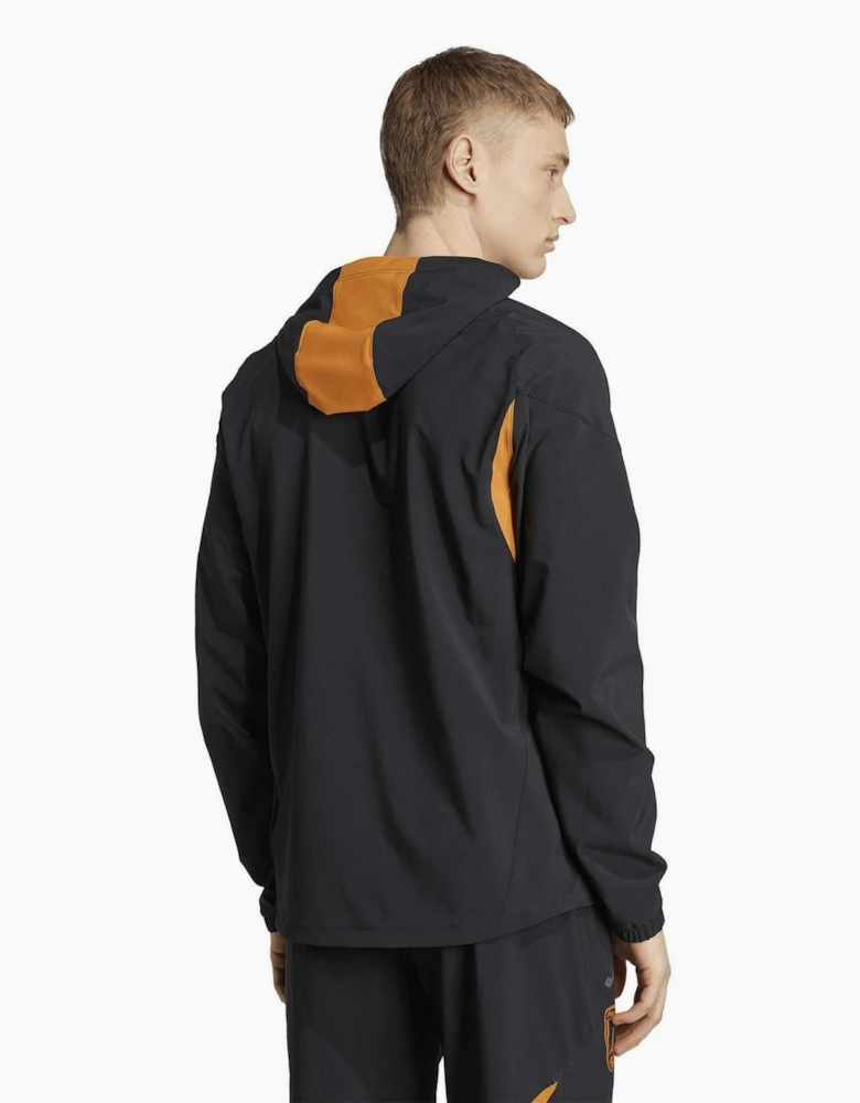 Tiro Solid Patterned Hooded Drawstring Windbreaker Jacket