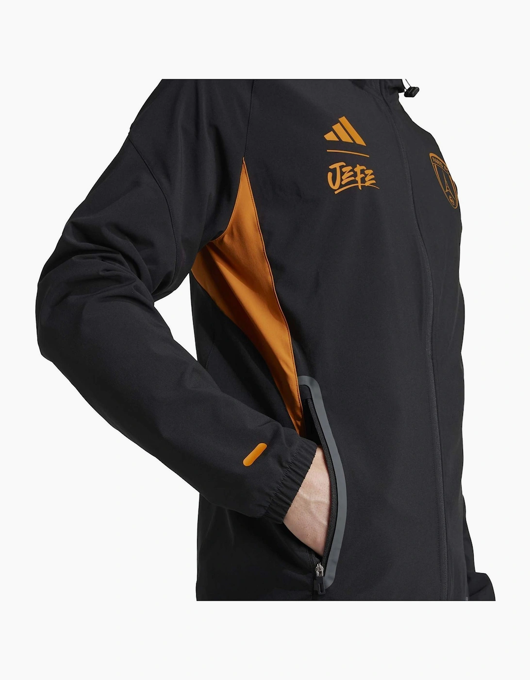 Tiro Solid Patterned Hooded Drawstring Windbreaker Jacket