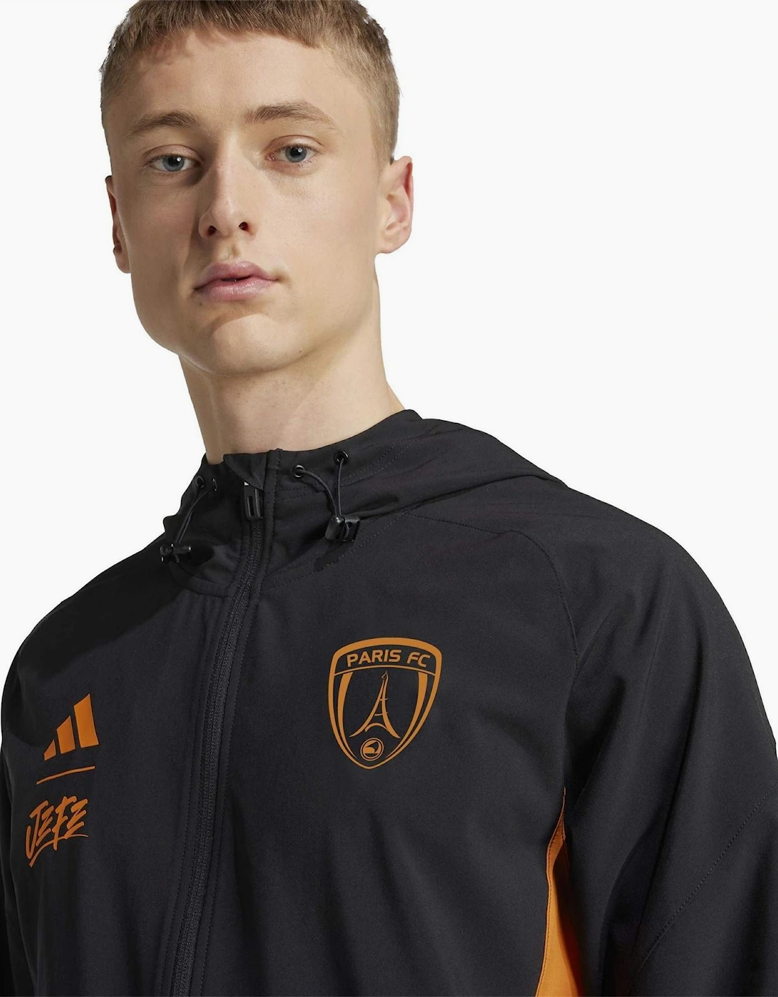 Tiro Solid Patterned Hooded Drawstring Windbreaker Jacket