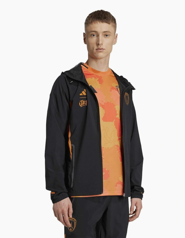 Tiro Solid Patterned Hooded Drawstring Windbreaker Jacket