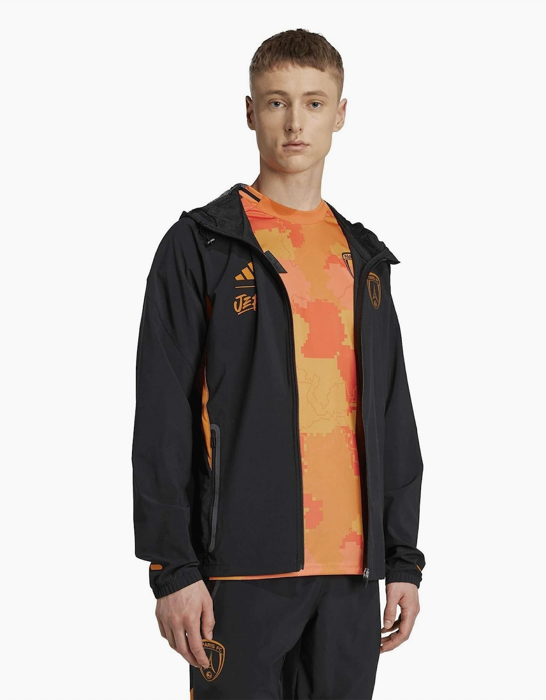 Tiro Solid Patterned Hooded Drawstring Windbreaker Jacket