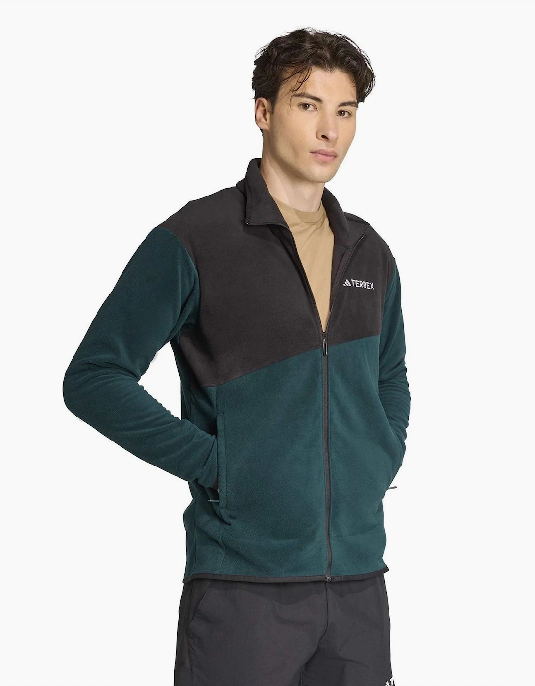 Colour Block Full Zipper Zip Neck Bound Cuff Jacket
