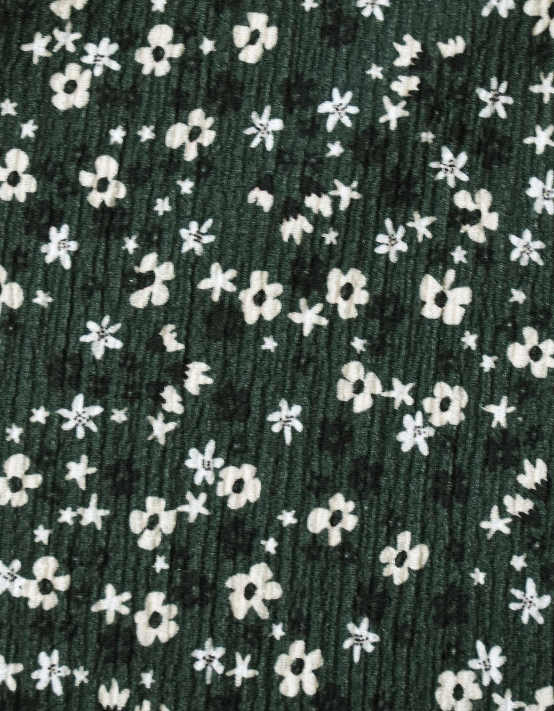 Petite Green Ditsy Jersey Shirred Waist Dress
