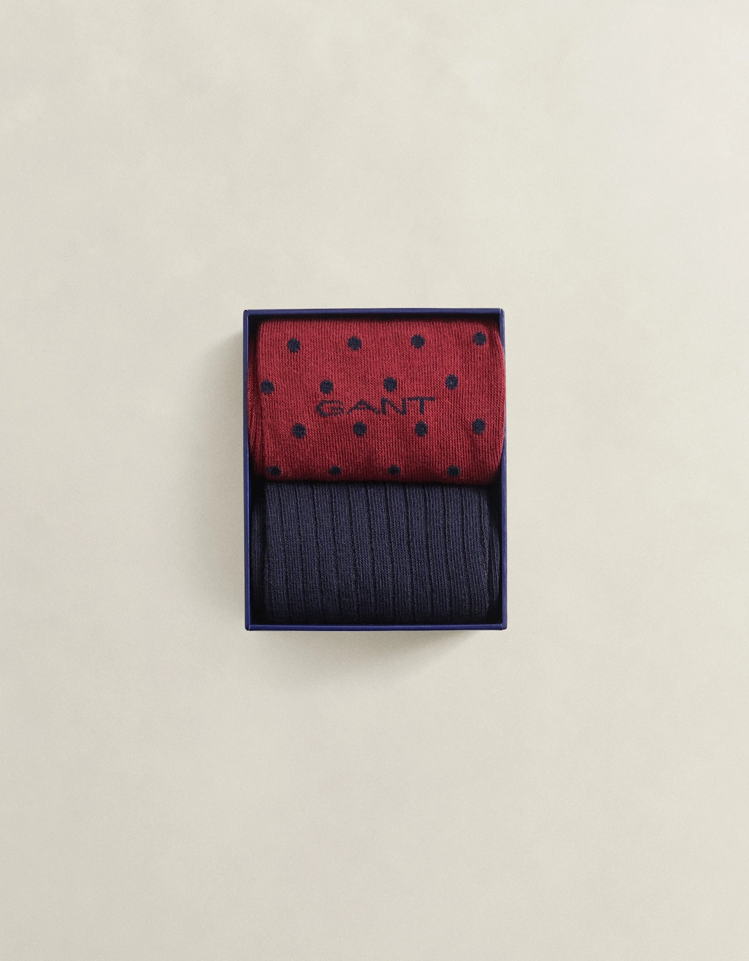 GANT Mens Dot And Rib 2-Pack Sock Gift Box - 604 Plumped Red