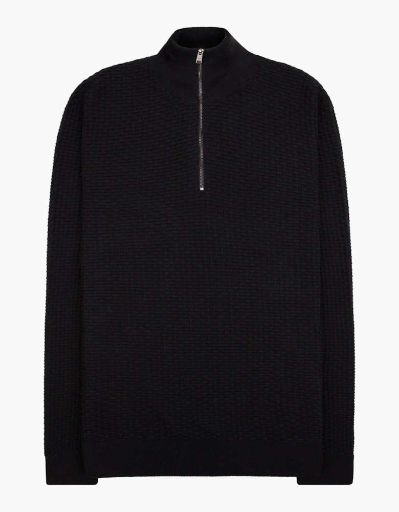 Hugo Boss Cotton Quarter-Zip Sweater Black 001