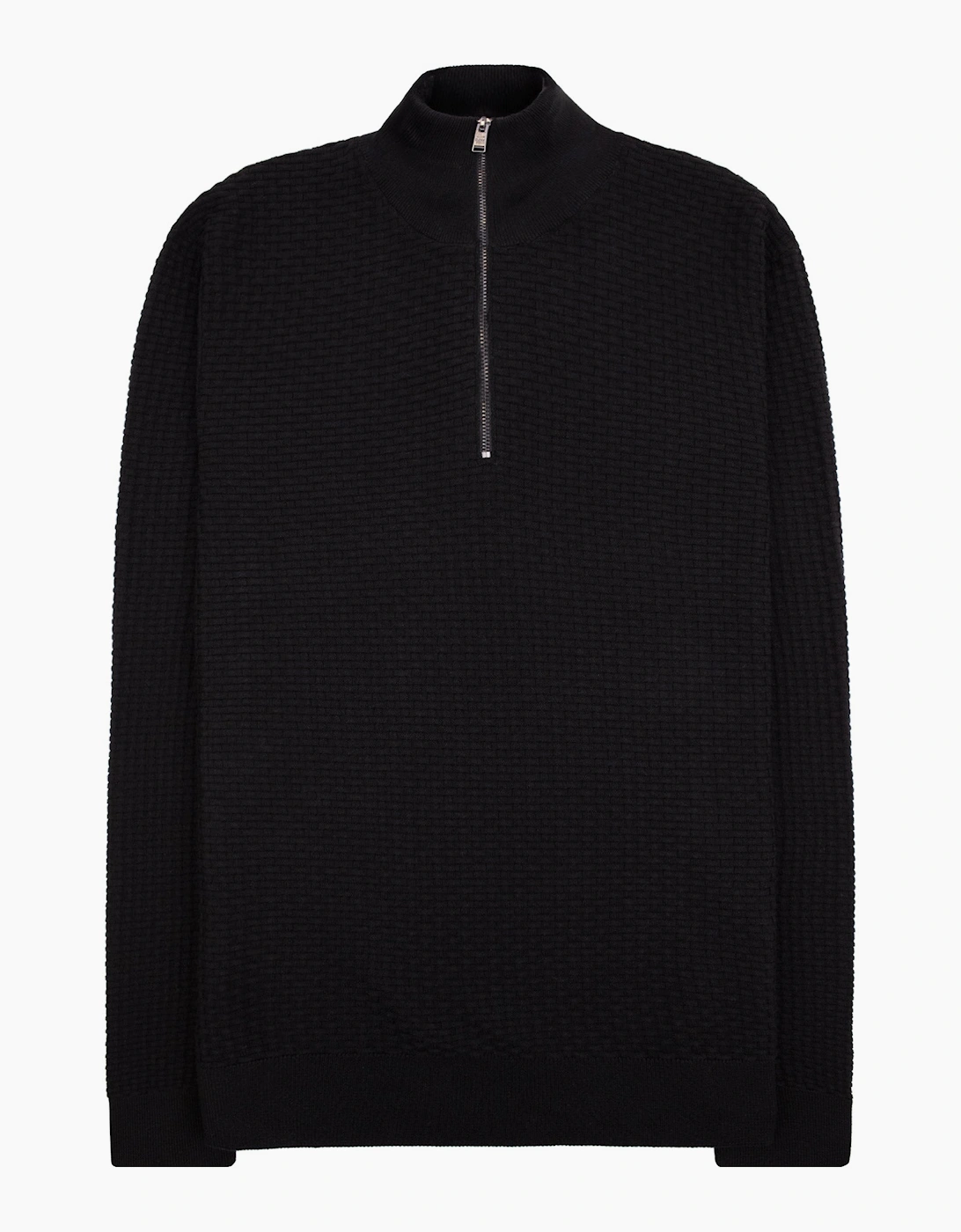 Hugo Boss Cotton Quarter-Zip Sweater Black 001