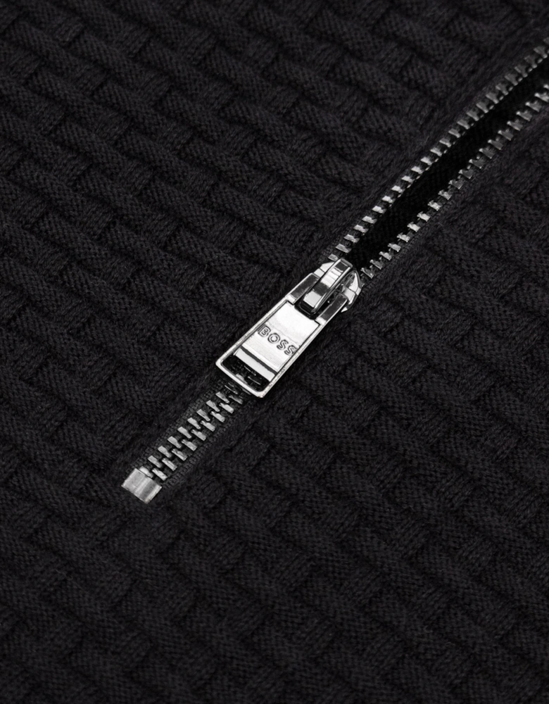 Hugo Boss Cotton Quarter-Zip Sweater Black 001