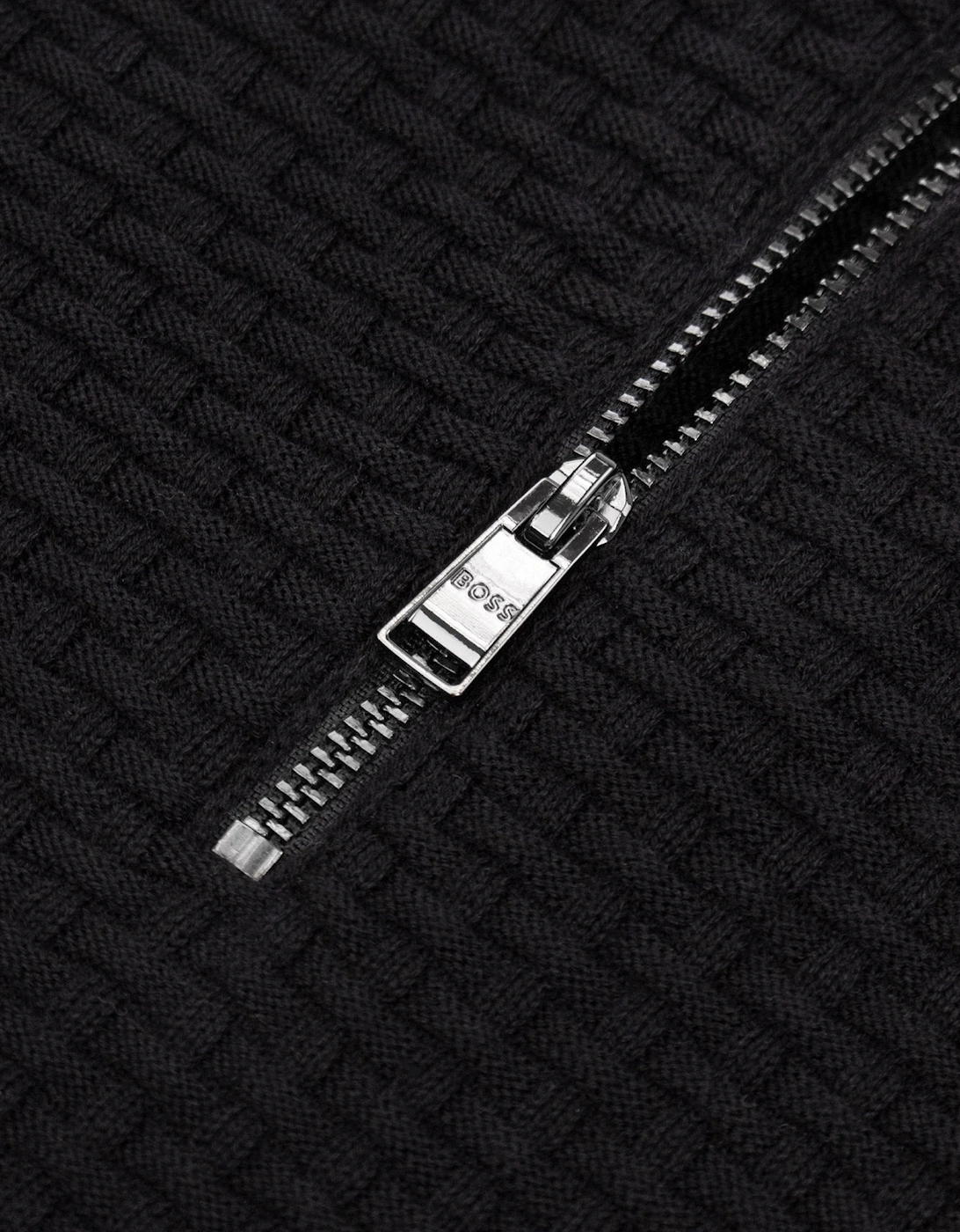 Hugo Boss Cotton Quarter-Zip Sweater Black 001