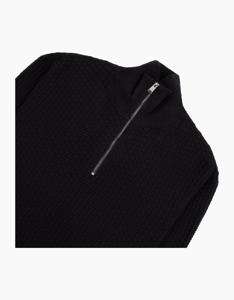 Hugo Boss Cotton Quarter-Zip Sweater Black 001