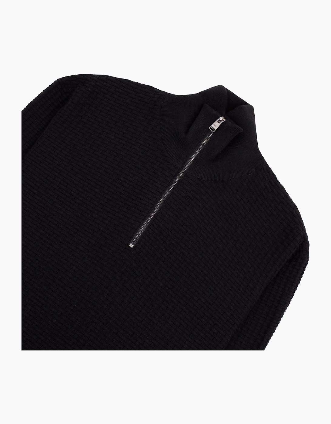 Hugo Boss Cotton Quarter-Zip Sweater Black 001