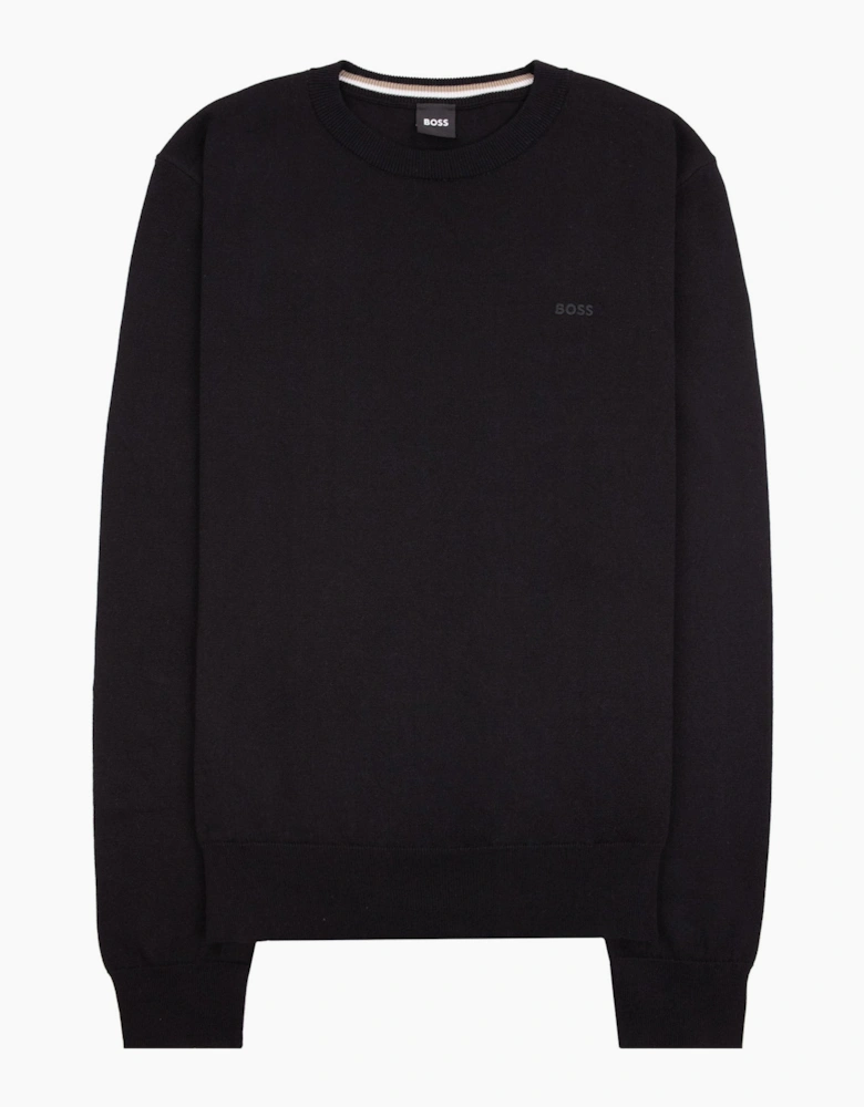 Hugo Boss Cotton Sweater With Embroidered Logo Black 001