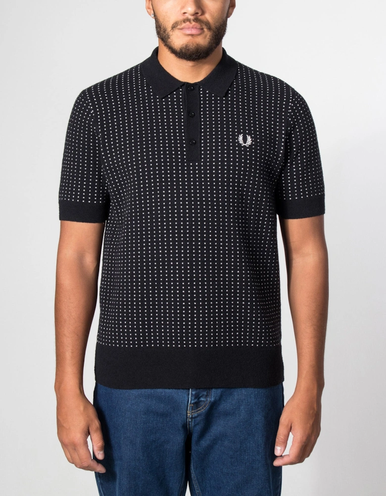 Regular Fit Bouclé Dot Knitted Polo Shirt