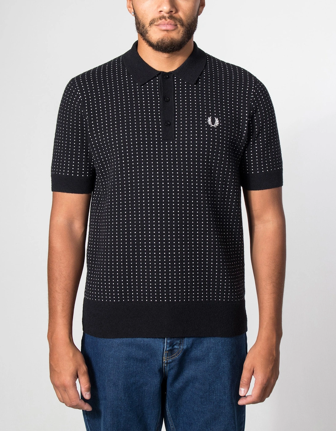 Regular Fit Bouclé Dot Knitted Polo Shirt