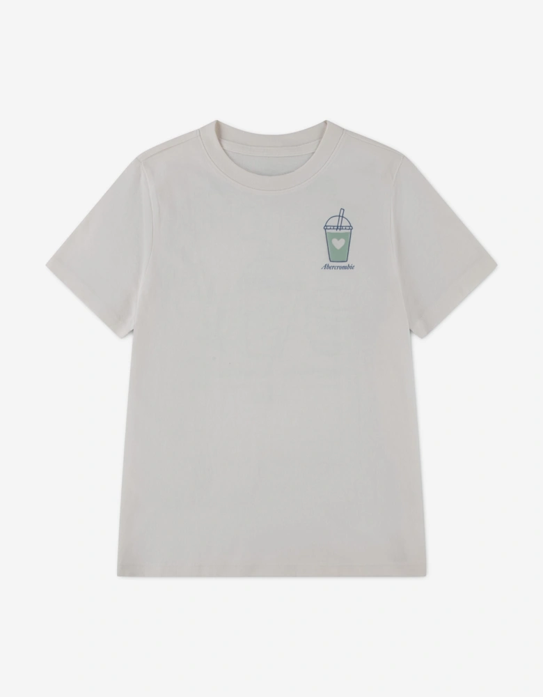 Abercrombie & Fitch Girls Matcha Oversized T-Shirt in Ivory