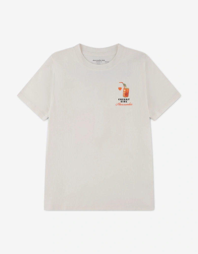 Abercrombie & Fitch Girls Cherry Soda Oversized T-Shirt in Ivory