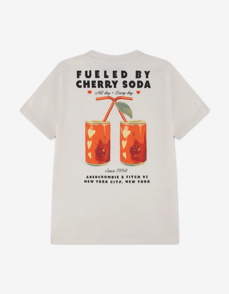 Abercrombie & Fitch Girls Cherry Soda Oversized T-Shirt in Ivory