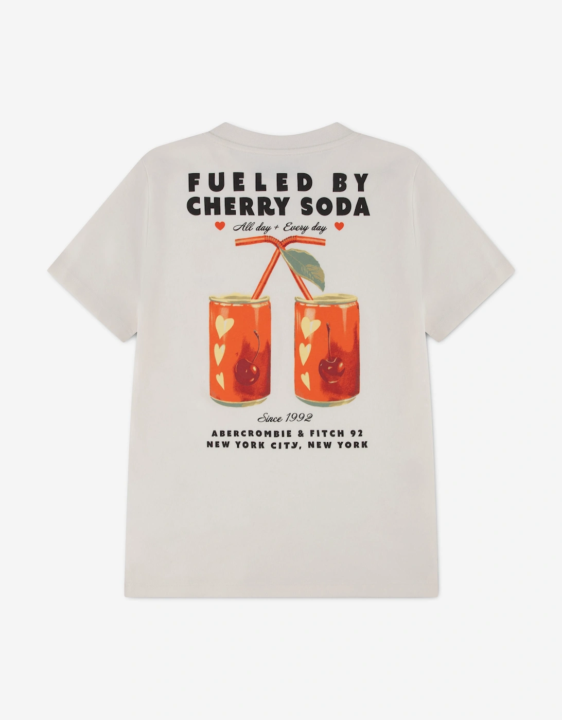 Abercrombie & Fitch Girls Cherry Soda Oversized T-Shirt in Ivory