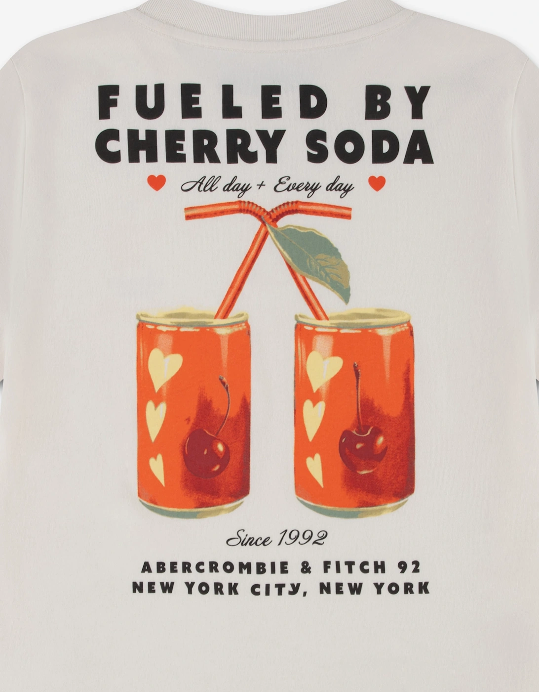 Abercrombie & Fitch Girls Cherry Soda Oversized T-Shirt in Ivory