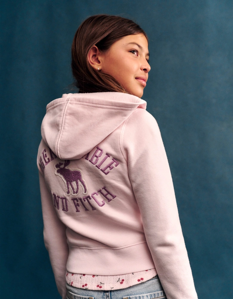 Abercrombie & Fitch Girls Graphic Zip Up Top in Pink