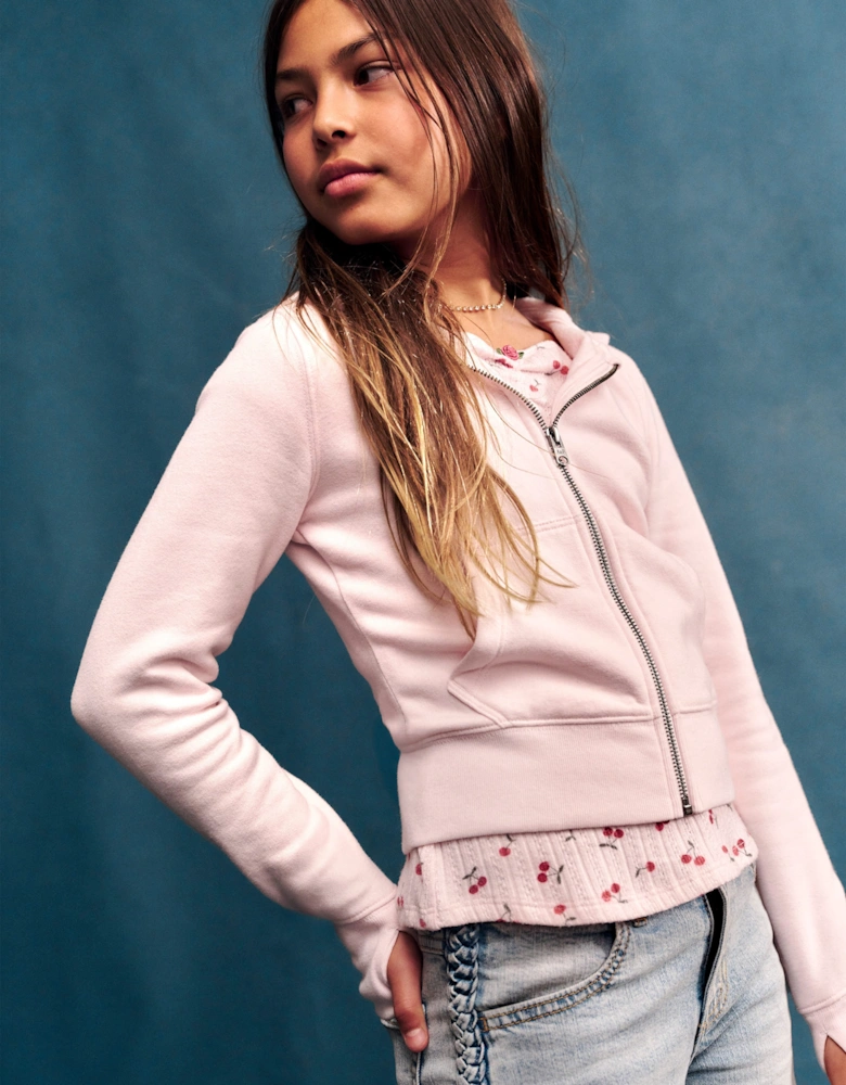 Abercrombie & Fitch Girls Graphic Zip Up Top in Pink