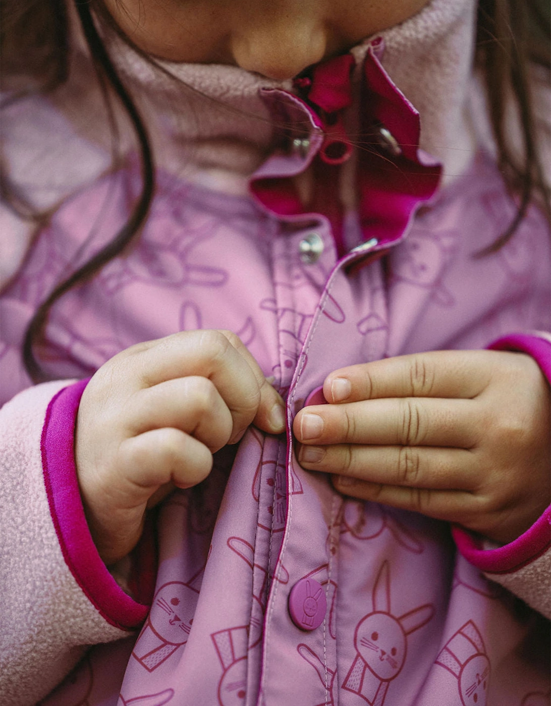 Roarsome Girls Hop The Bunny Mid Layer Fleece in Pink